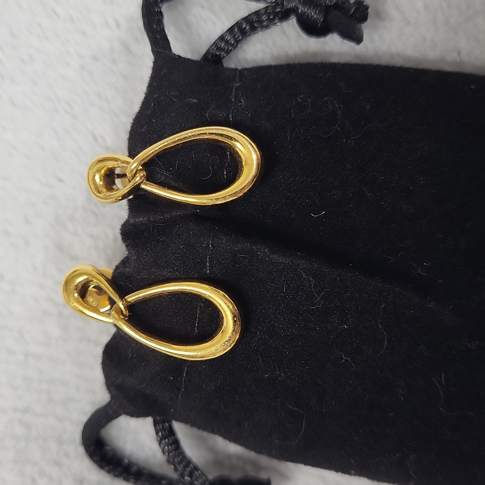 Monet Hollow Teardrop Pierced Goldtone Earrings